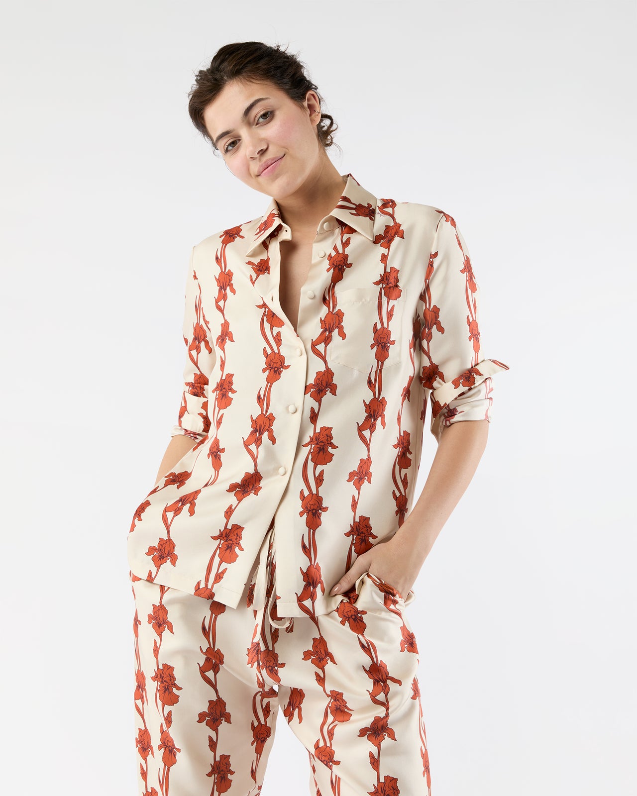 Boy Shirt in Iris Silk Twill