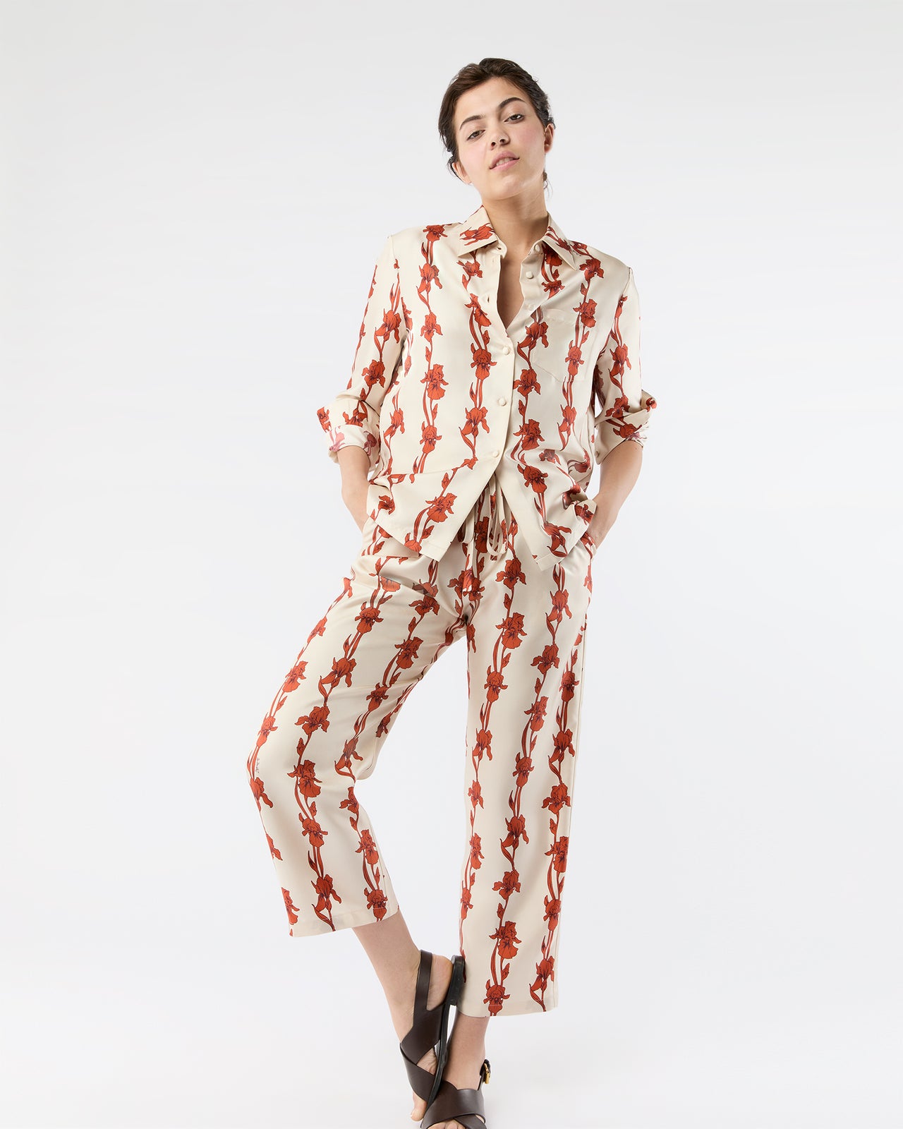 Drawstring Pant in Iris Silk Twill