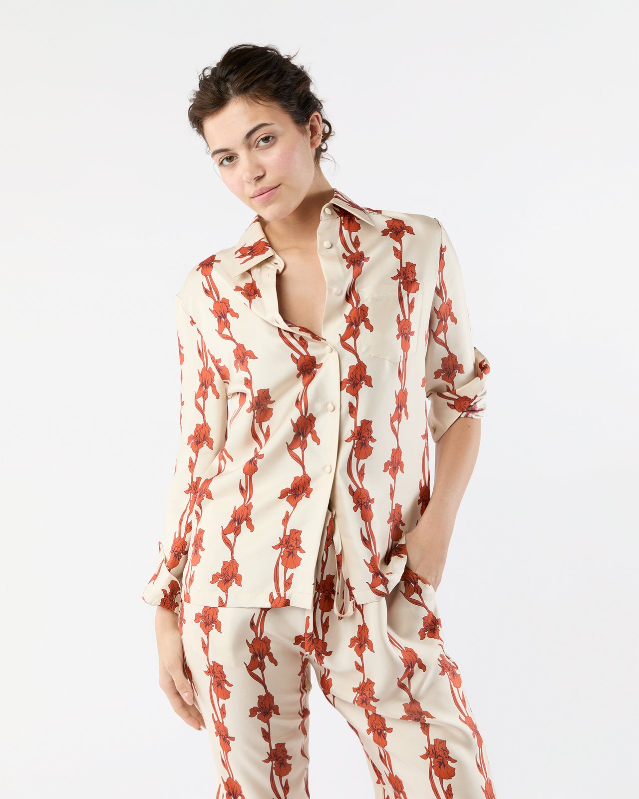 Boy Shirt in Iris Silk Twill