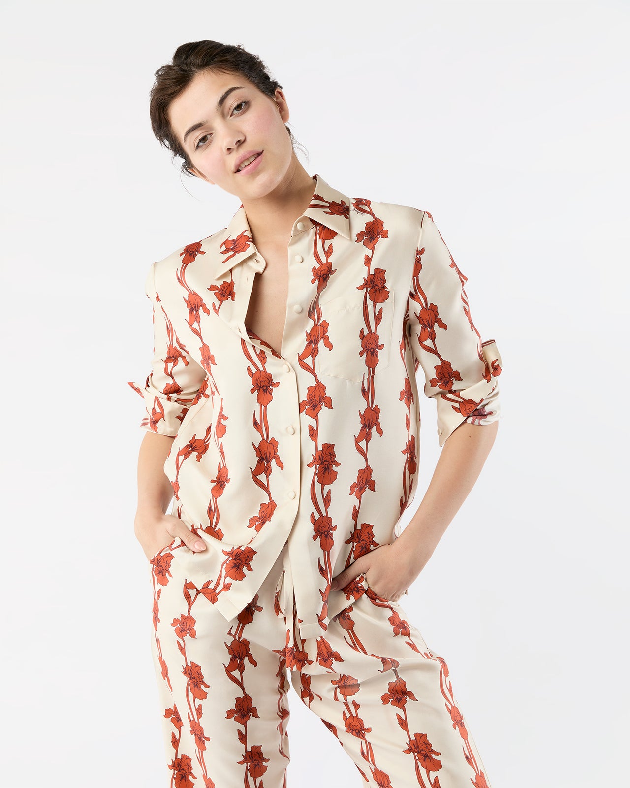 Drawstring Pant in Iris Silk Twill