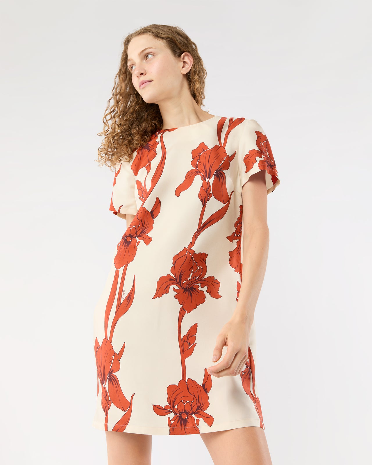 Mini Swing Dress in Iris Silk Twill