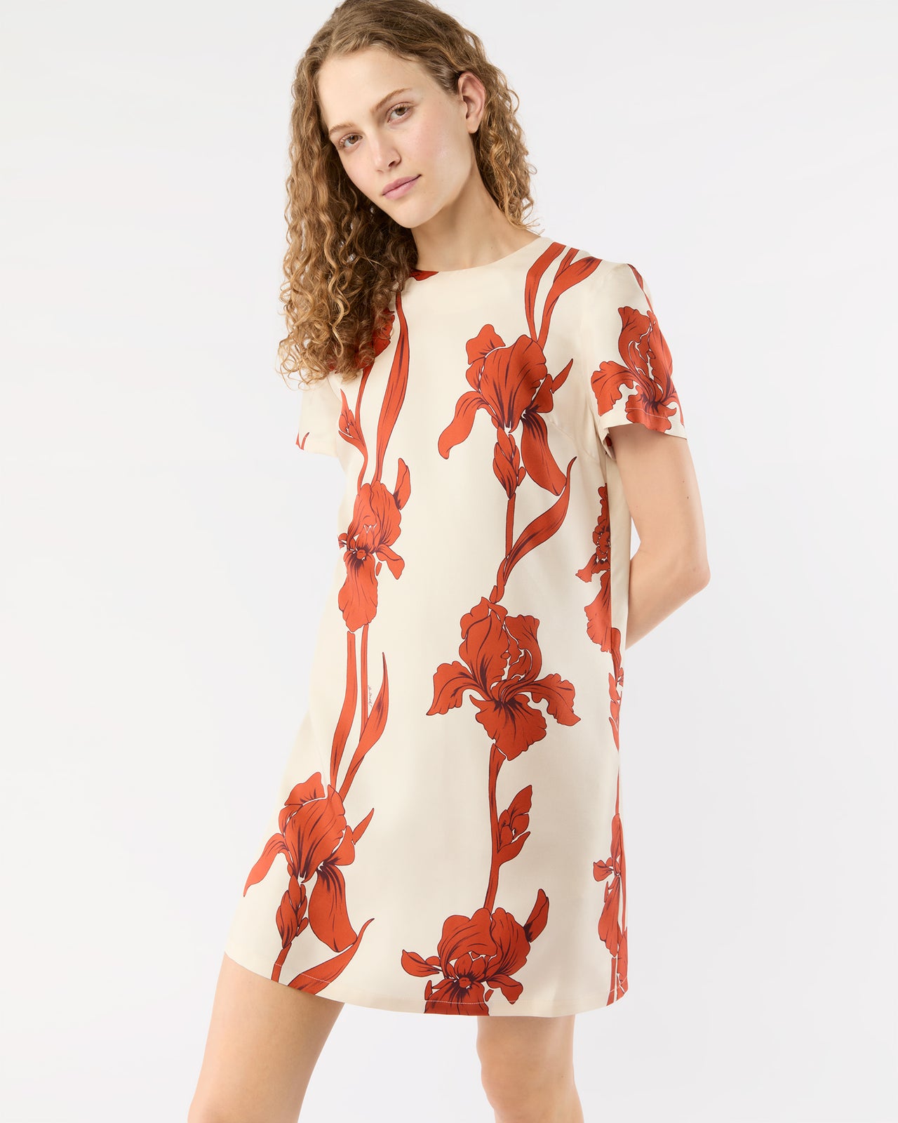 Mini Swing Dress in Iris Silk Twill