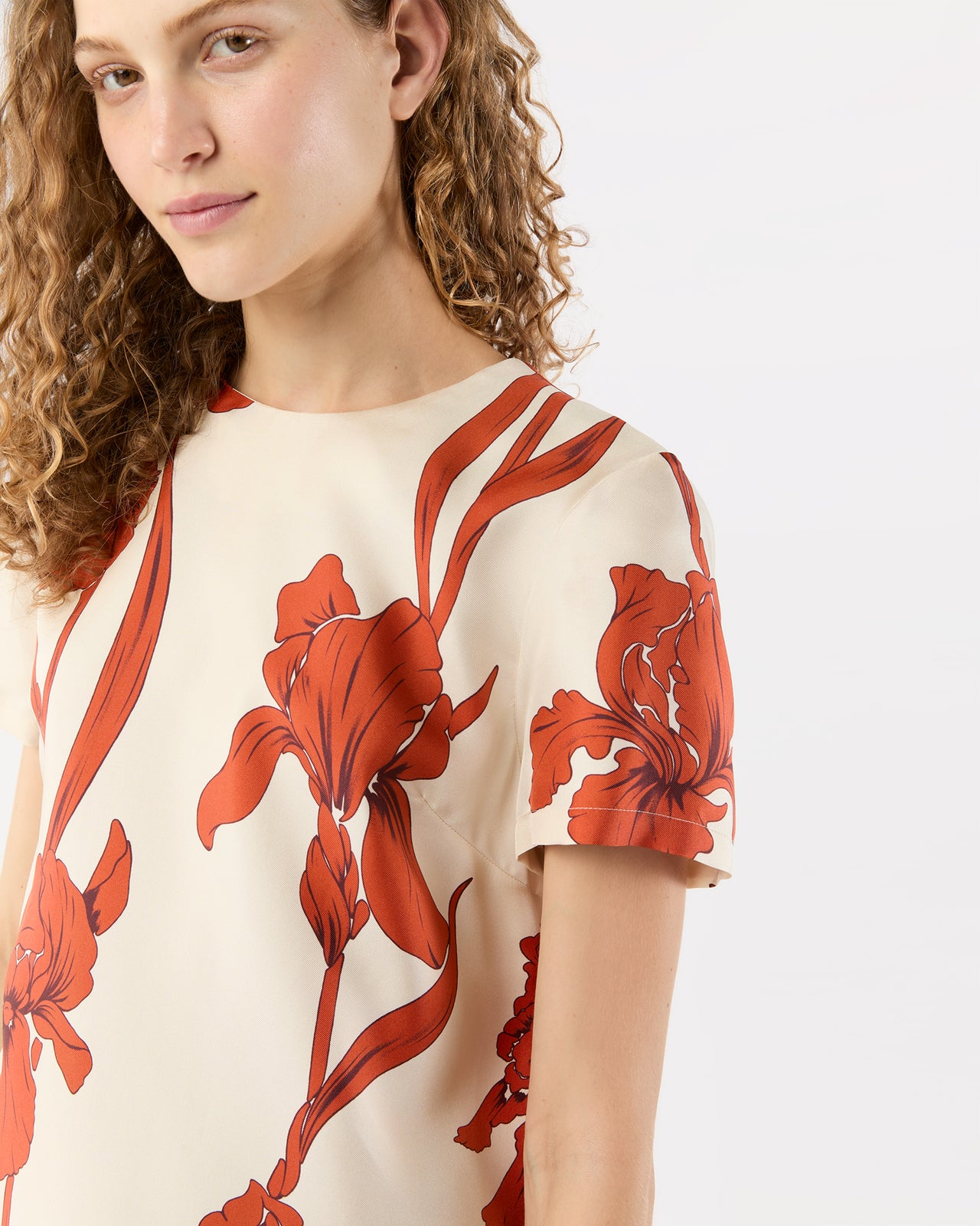 Mini Swing Dress in Iris Silk Twill