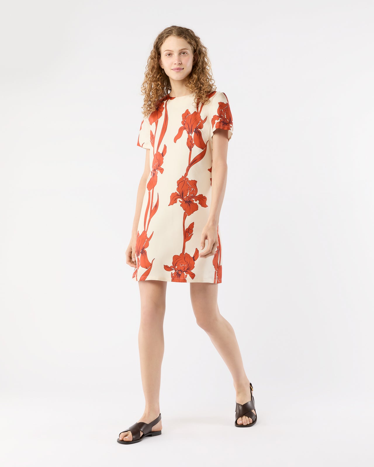 Mini Swing Dress in Iris Silk Twill