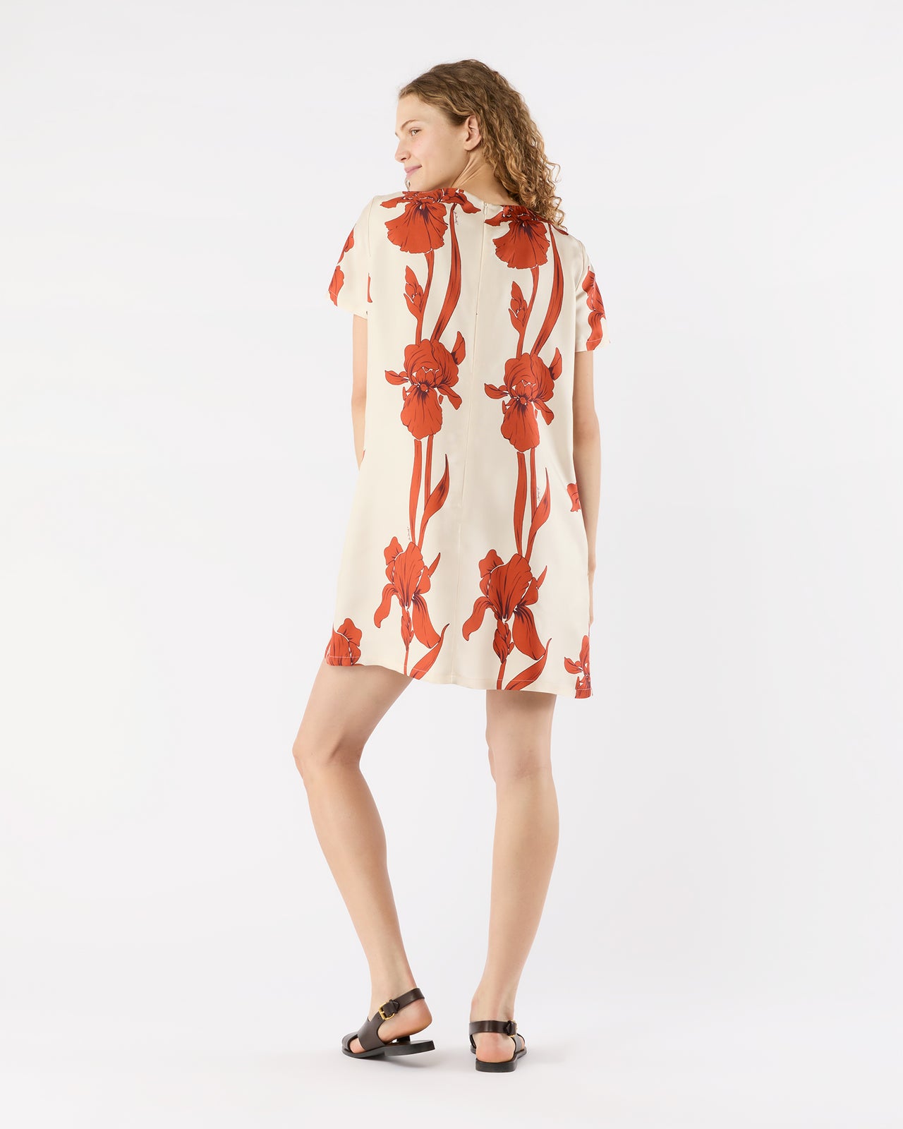 Mini Swing Dress in Iris Silk Twill