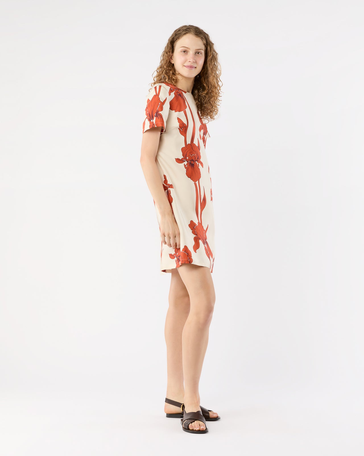 Mini Swing Dress in Iris Silk Twill