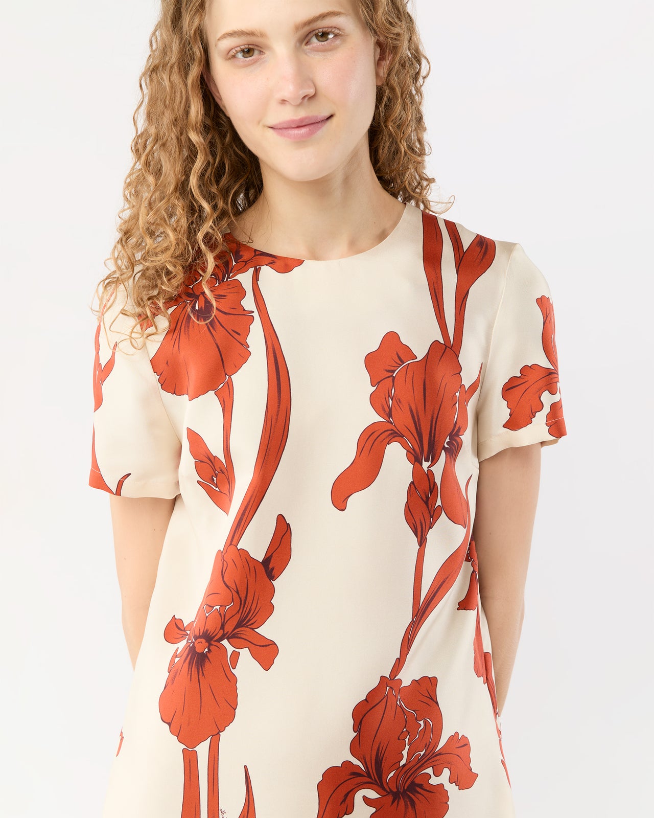 Mini Swing Dress in Iris Silk Twill