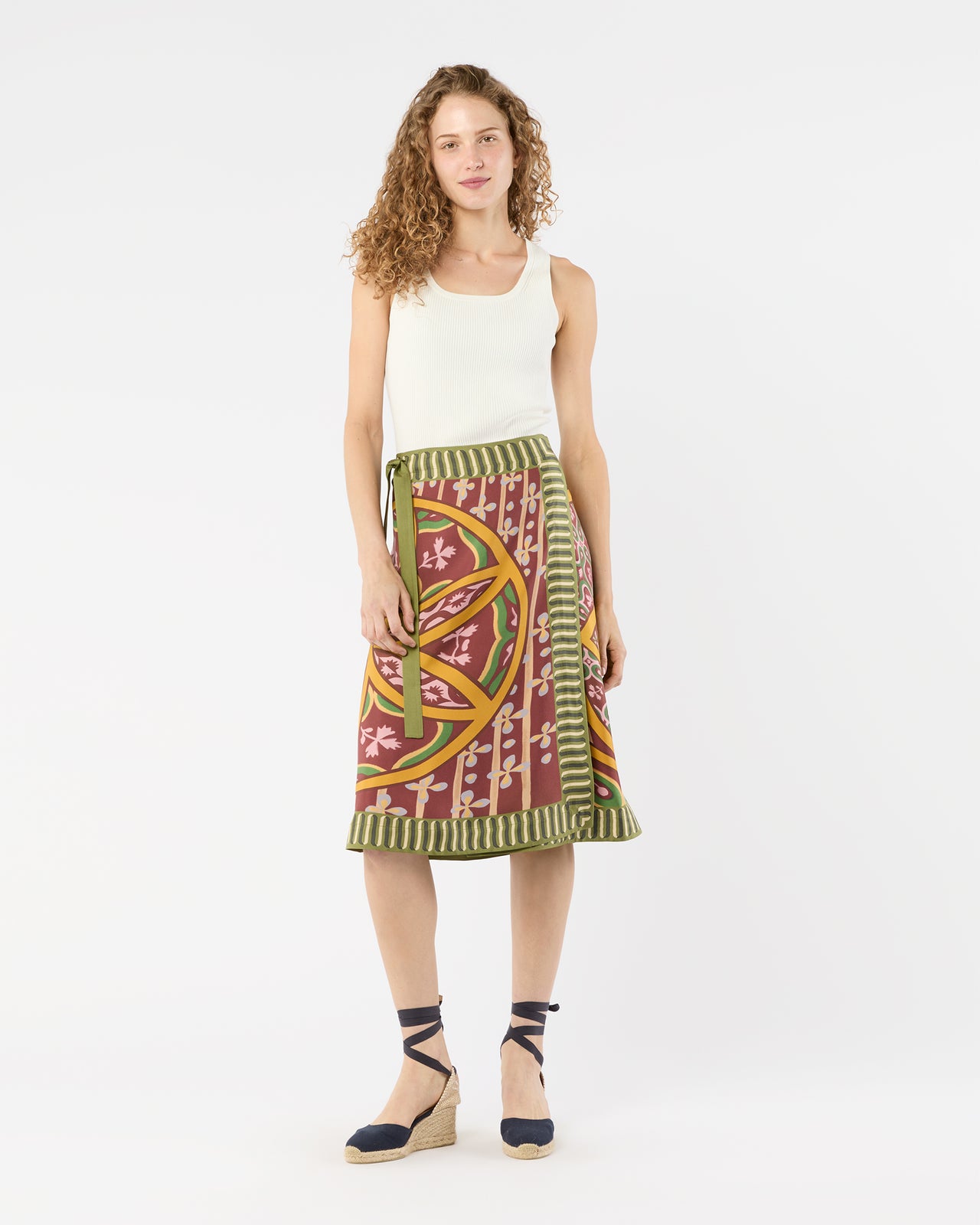Pareo Midi Skirt in Eclipse Silk Twill