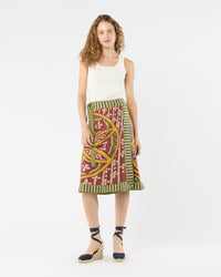 Pareo Midi Skirt in Eclipse Silk Twill