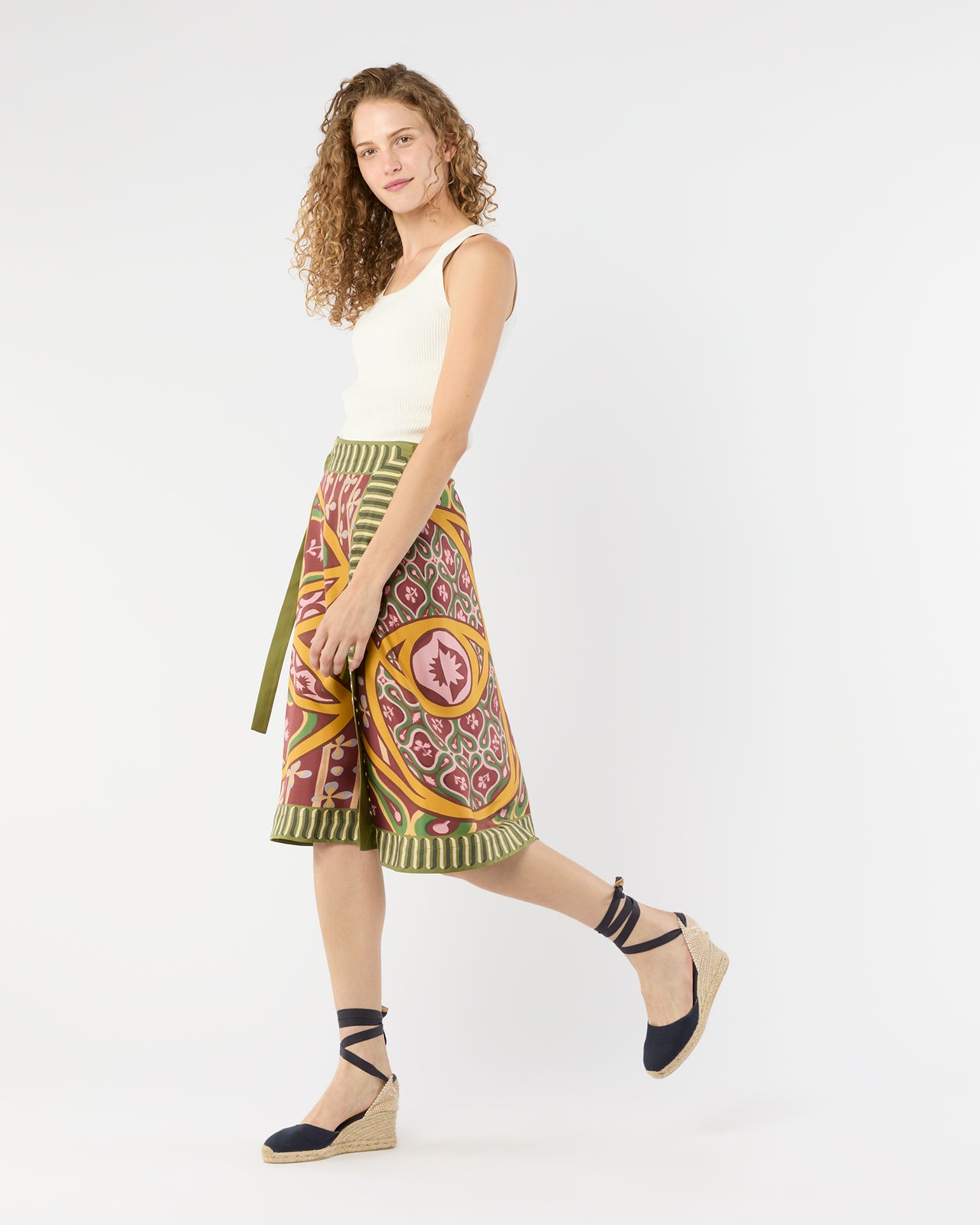 Pareo Midi Skirt in Eclipse Silk Twill