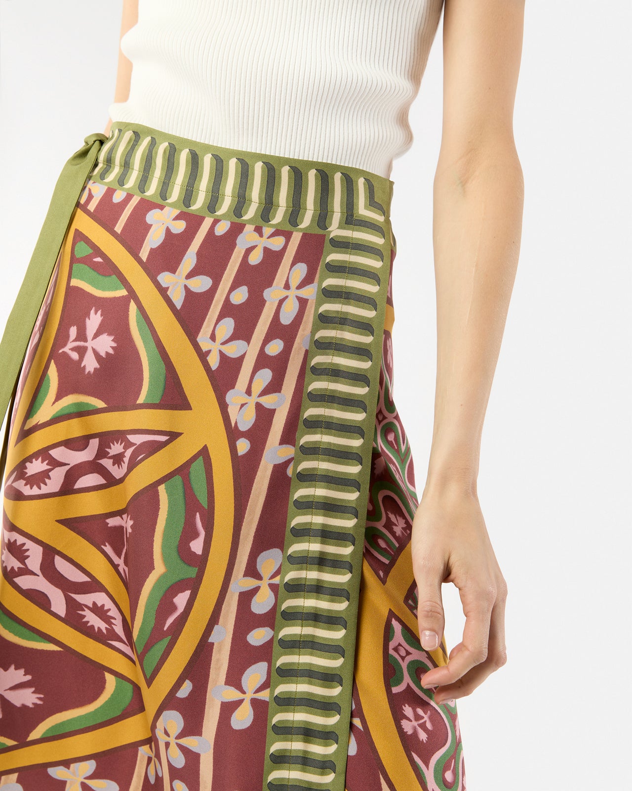Pareo Midi Skirt in Eclipse Silk Twill