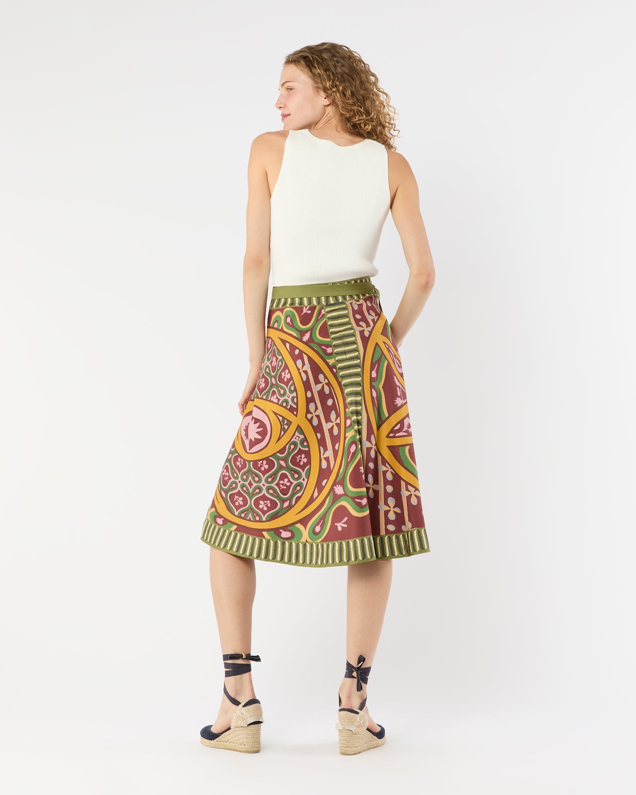 Pareo Midi Skirt in Eclipse Silk Twill