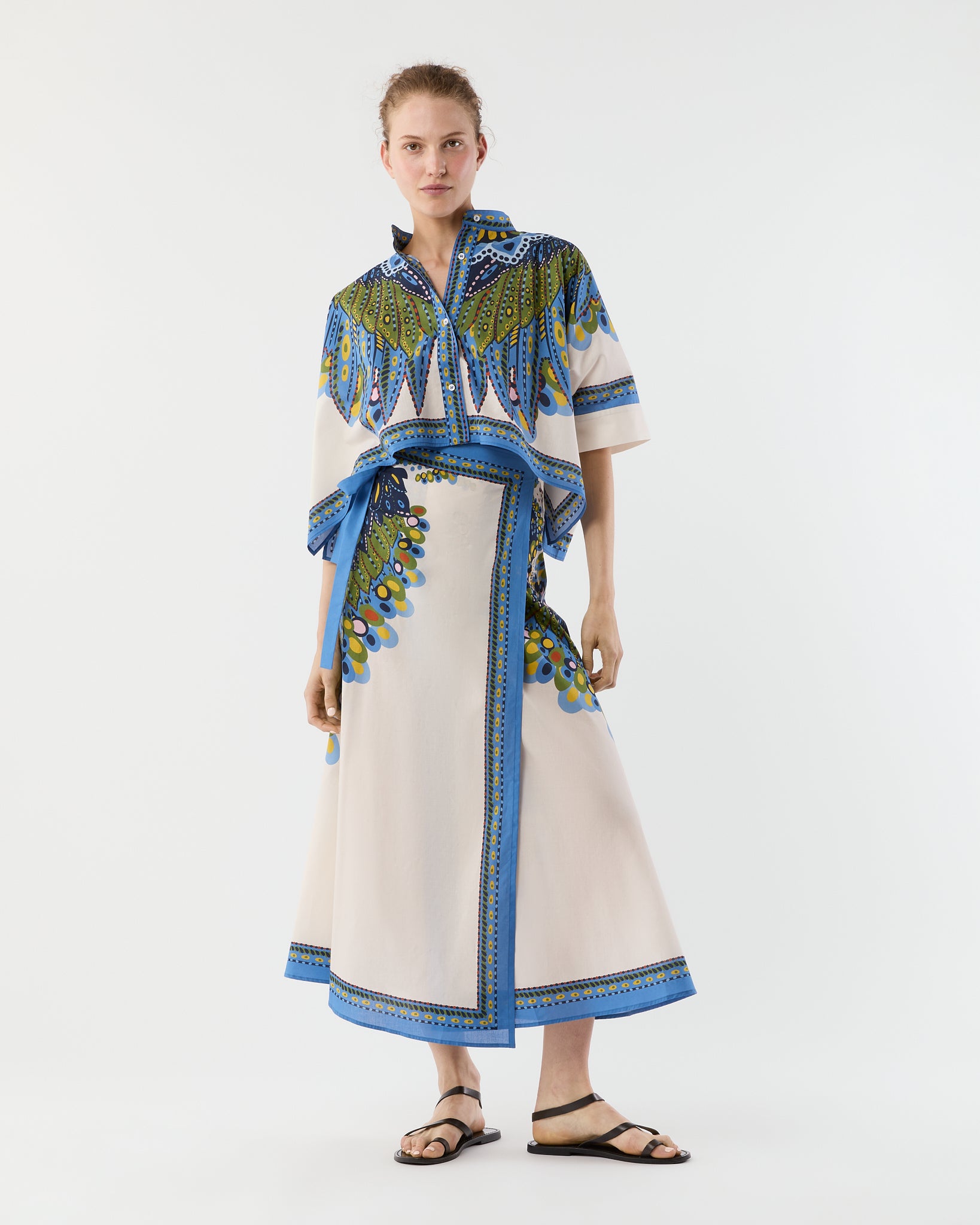 Flipper Skirt in Multicolor Chakra Placée Cotton Muslin