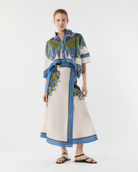 Mini Foulard Shirt in Multicolor Chakra Placée Cotton Muslin