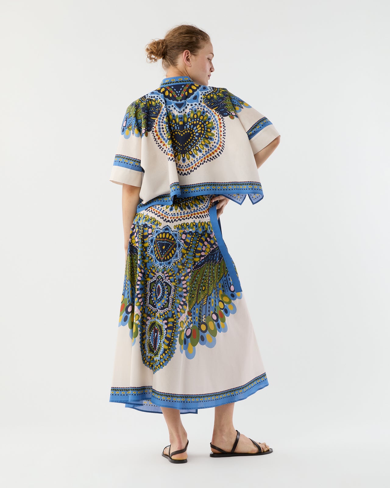 Mini Foulard Shirt in Multicolor Chakra Placée Cotton Muslin