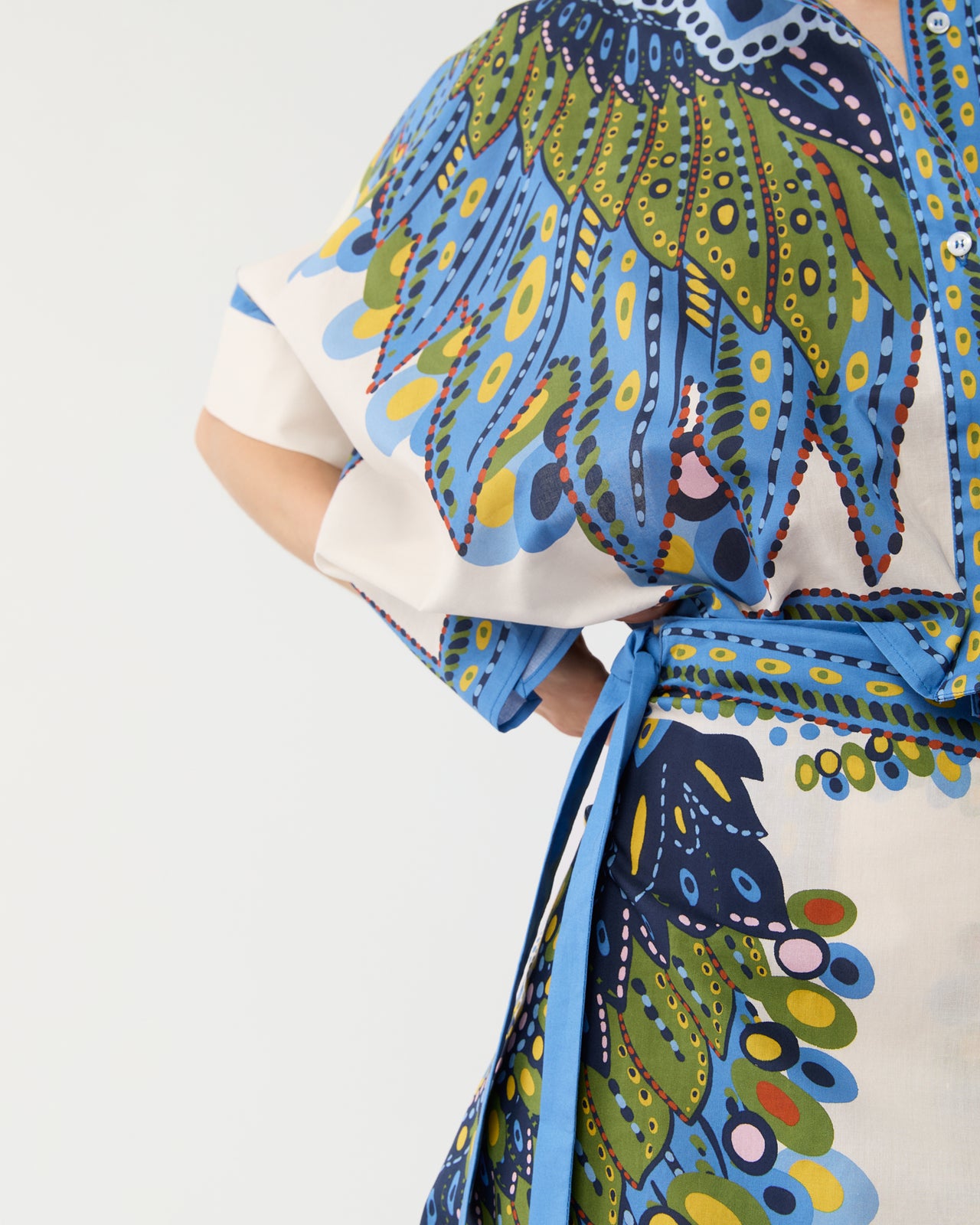 Mini Foulard Shirt in Multicolor Chakra Placée Cotton Muslin