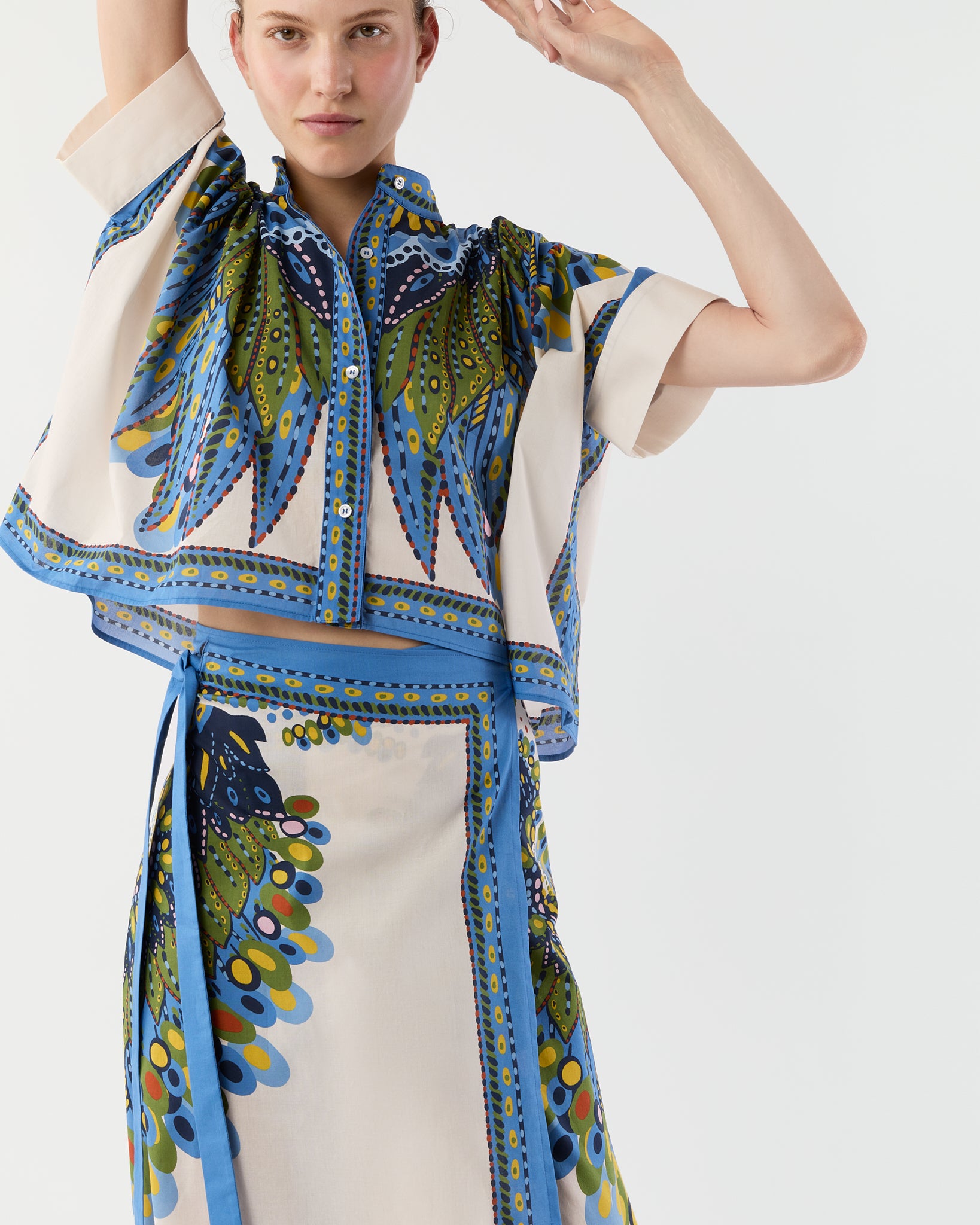 Flipper Skirt in Multicolor Chakra Placée Cotton Muslin