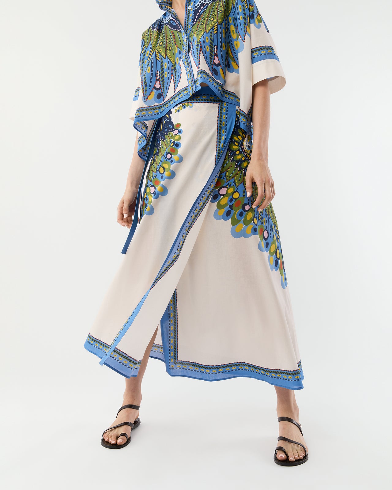 Flipper Skirt in Multicolor Chakra Placée Cotton Muslin