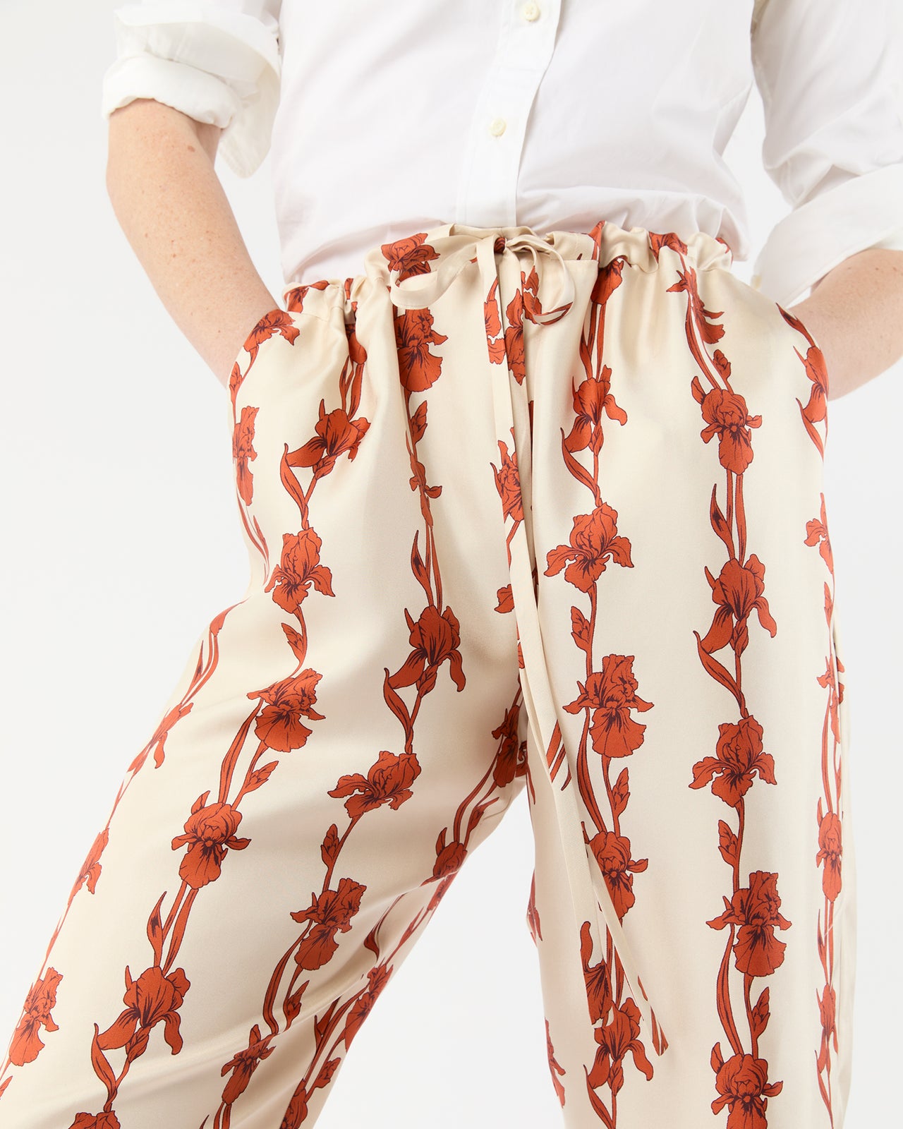 Drawstring Pant in Iris Silk Twill