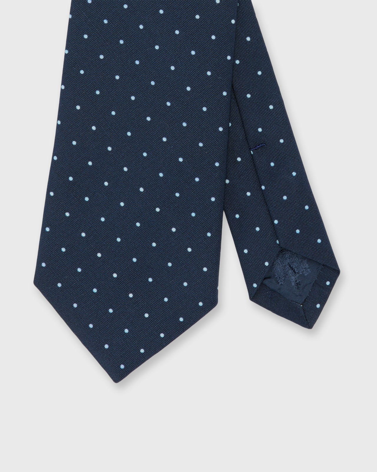Irish Poplin Tie in Navy/Sky Pin Dot