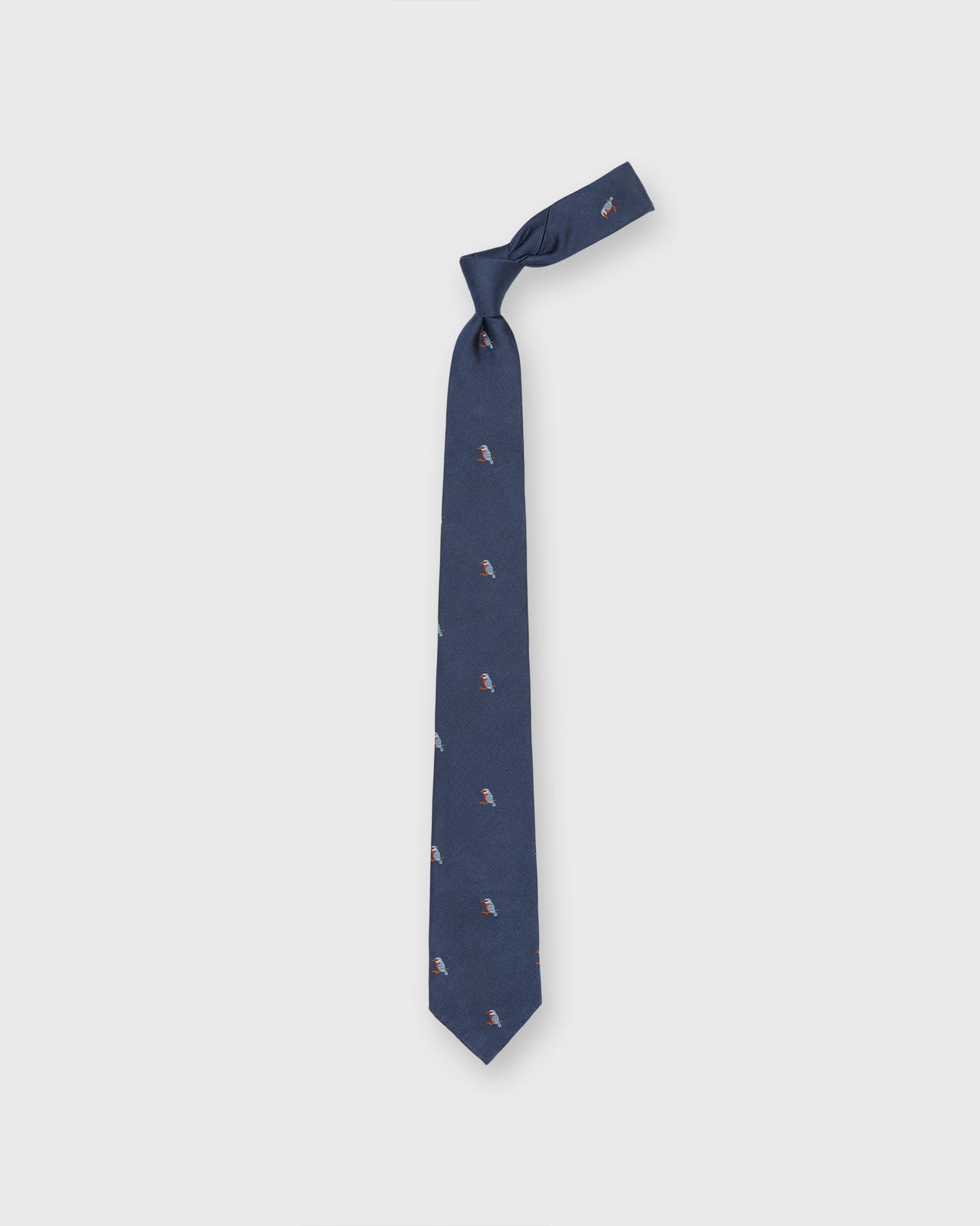 Silk Club Tie in Navy/Ice/Red Kingfisher