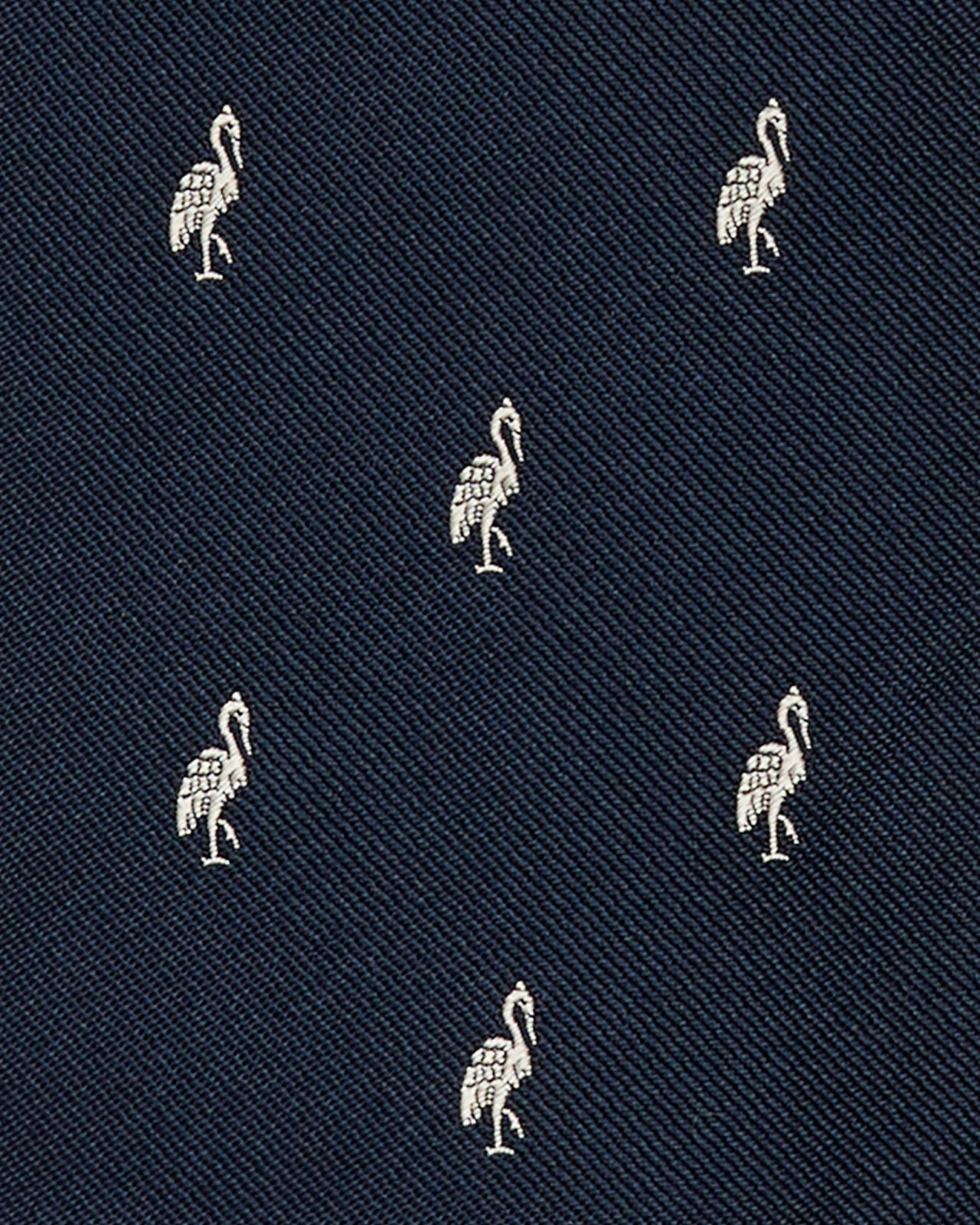 Silk Club Tie in Navy/Bone Crane