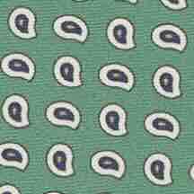Silk Print Tie in Green/Cream Paisley