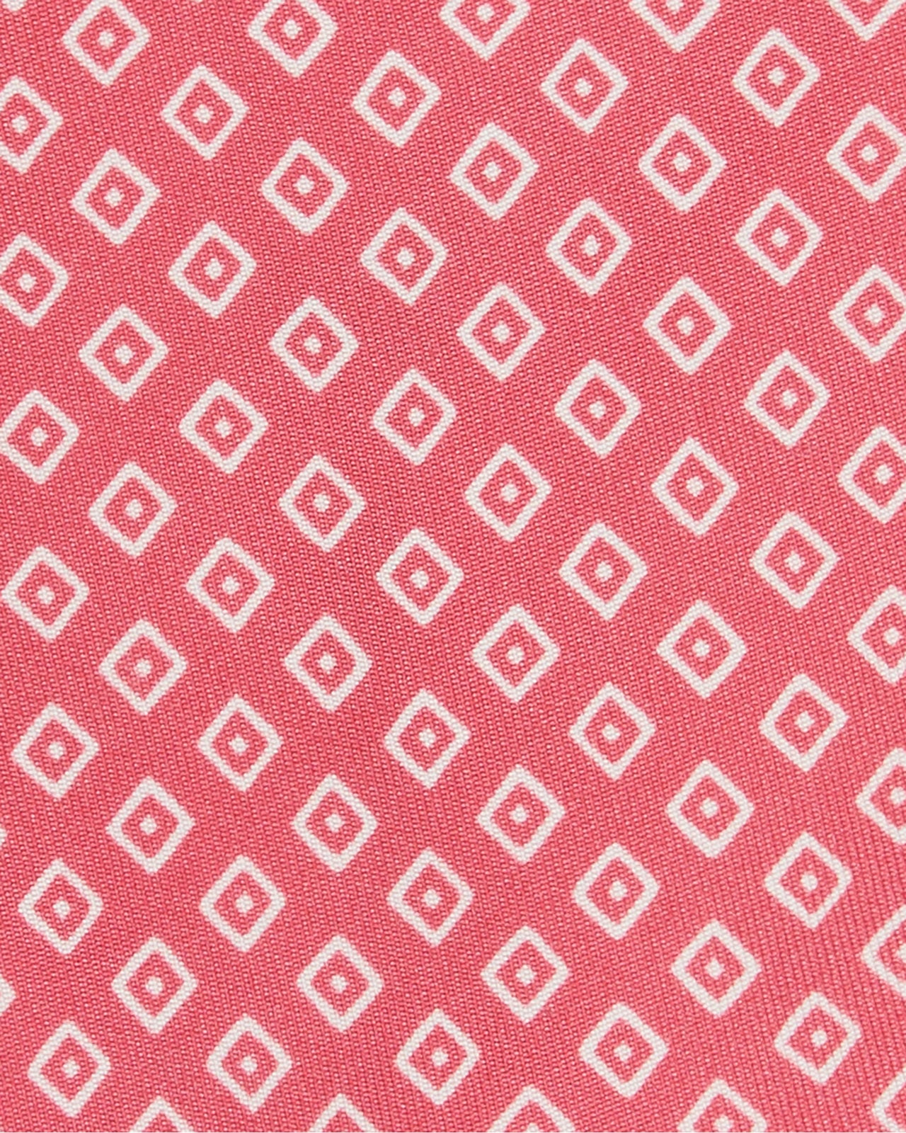Silk Print Tie in Red/Bone Square