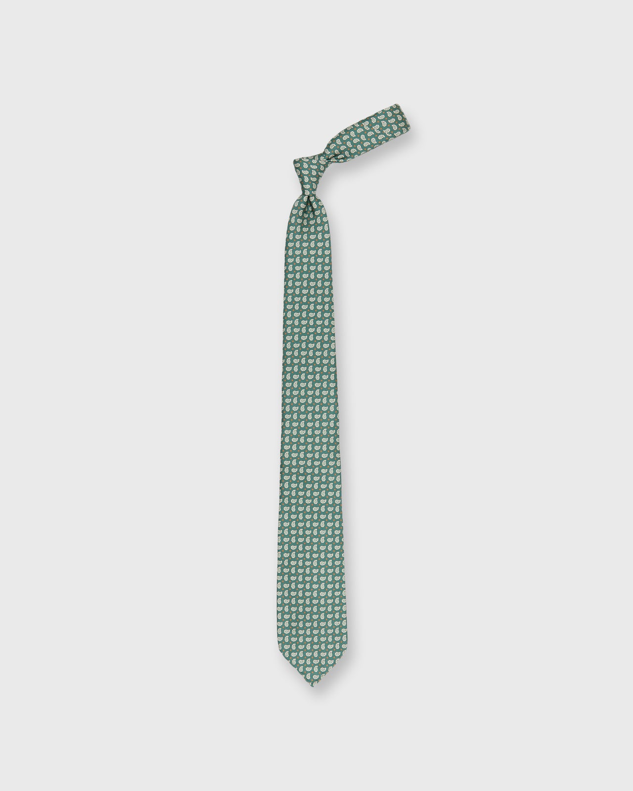 Silk Print Tie in Hunter/Sage/Brown Paisley