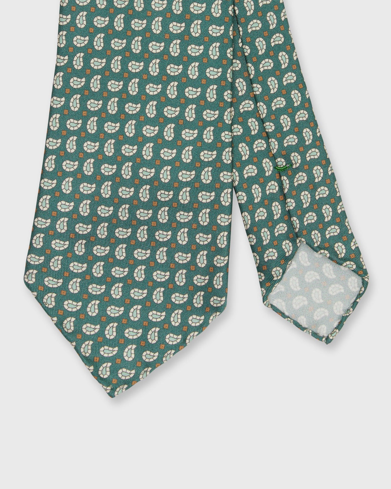 Silk Print Tie in Hunter/Sage/Brown Paisley