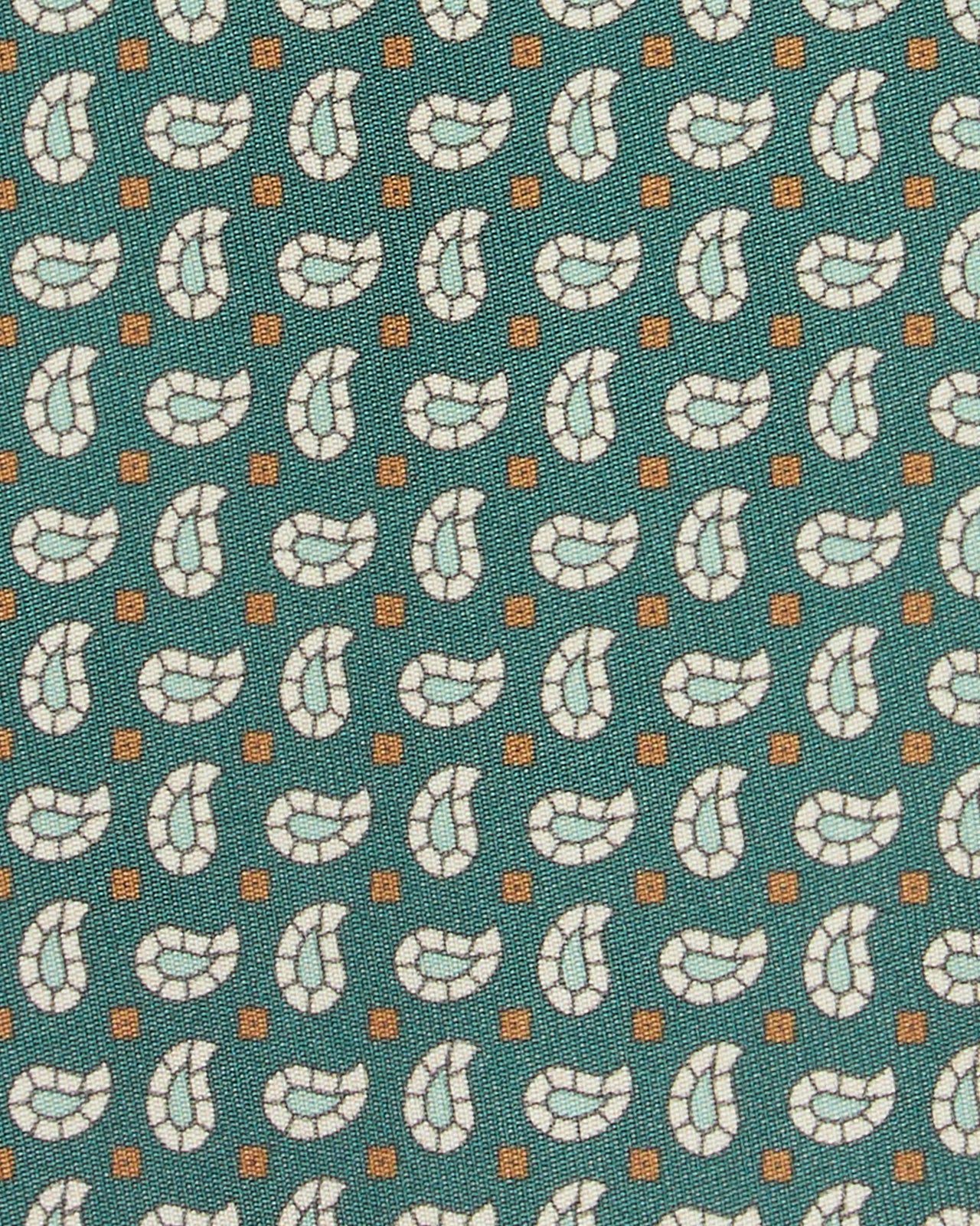 Silk Print Tie in Hunter/Sage/Brown Paisley