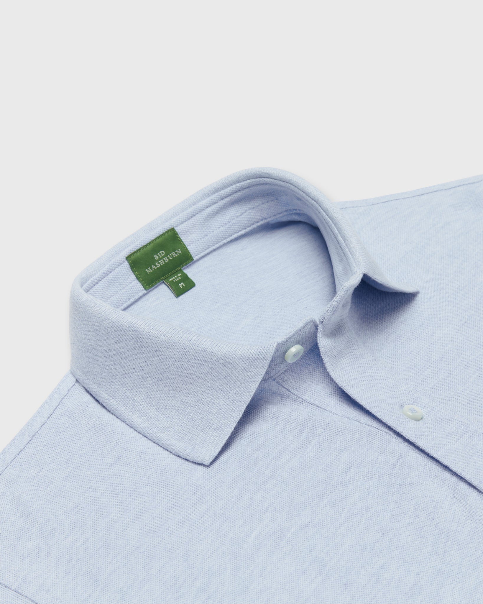 Court Polo in Heather Pale Blue Pima Pique