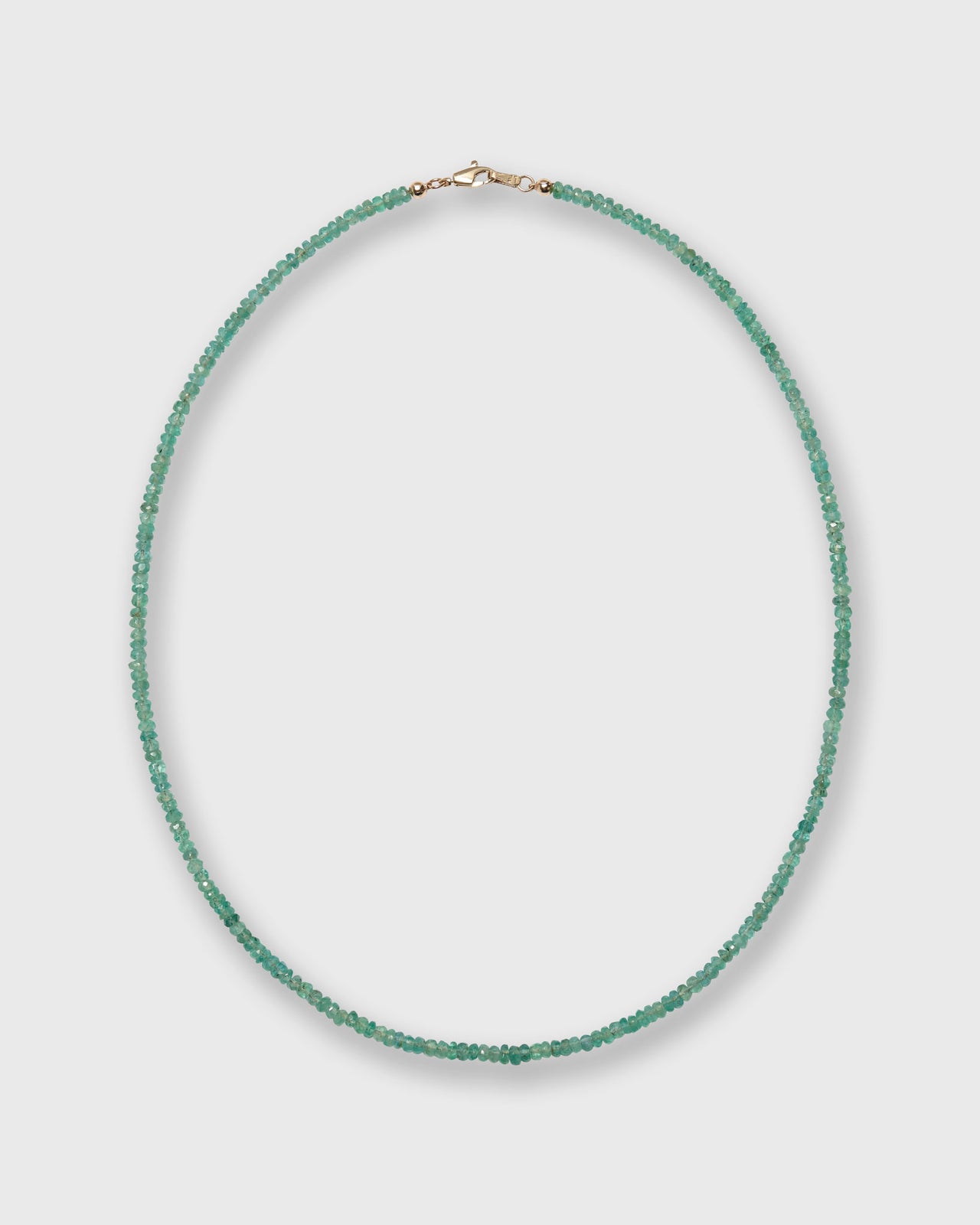 Tiny Beaded 14K Gold Necklace in Emerald