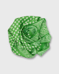 Medium Hand-Rolled Silk Scarf in Avocado/Ivory Floral Bandana