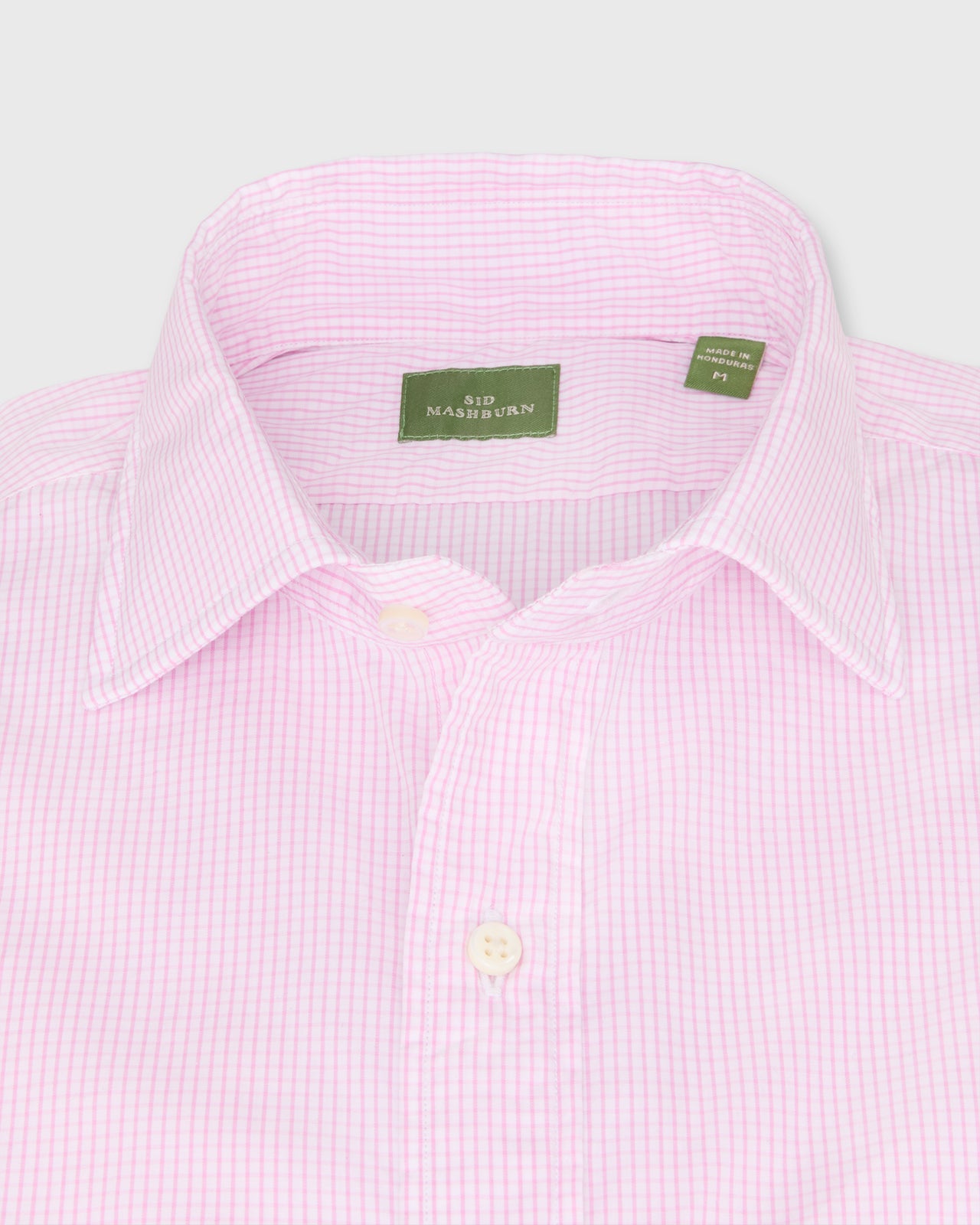 Spread Collar Sport Shirt in Pink Small Graph Check Poplin