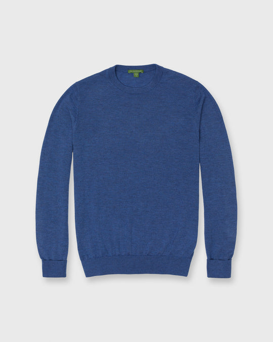 Fine-Gauge Crewneck Sweater in Heather Blue Cashmere