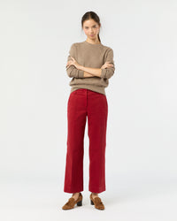 Frankie Cropped Pant in Red Stretch Twill