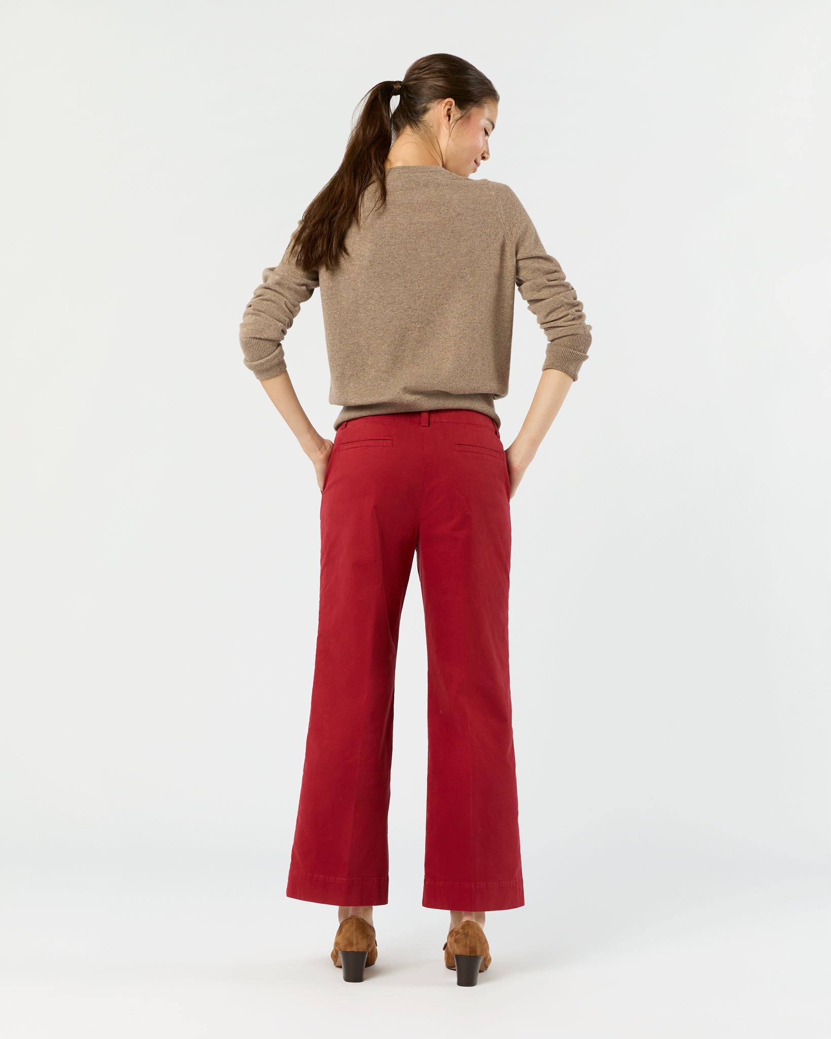 Frankie Cropped Pant in Red Stretch Twill