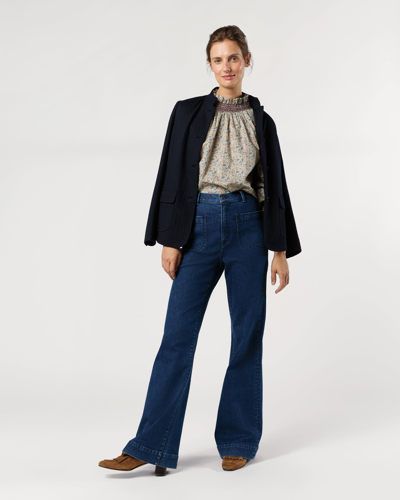 Phoebe Smocking Top in Blue/Red Katie & Millie Liberty Fabric