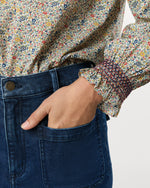 Load image into Gallery viewer, Phoebe Smocking Top in Blue/Red Katie &amp; Millie Liberty Fabric
