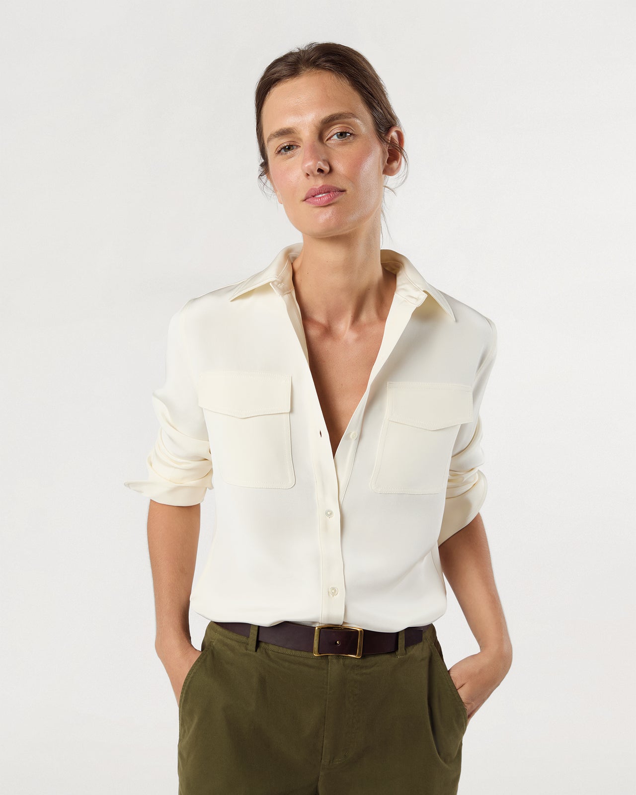Hannah Blouse in Ivory Silk Crepe de Chine | Shop Ann Mashburn Hannah Blouse in Ivory Silk Crepe de Chine | Shop Ann Mashburn