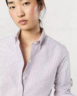 Load image into Gallery viewer, Schoolgirl Shirt in Blue/Red Multi Stripe Oxford
