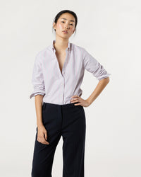 Schoolgirl Shirt in Blue/Red Multi Stripe Oxford