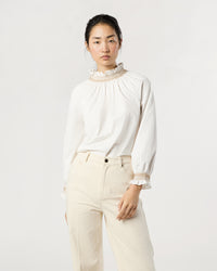 Phoebe Smocking Top in Ivory Poplin