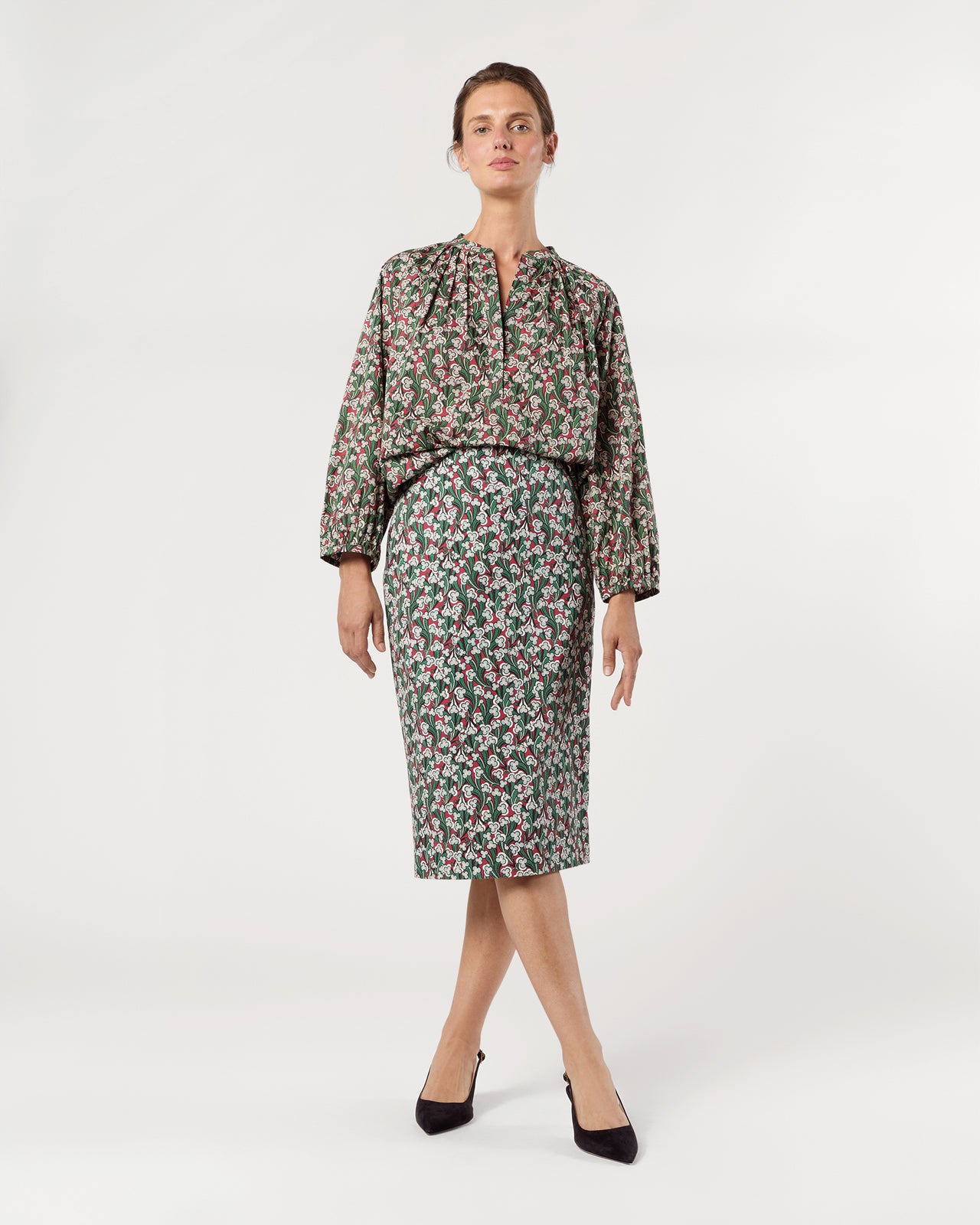 Sienna Top in Crimson/Multi Laith Liberty Fabric