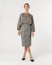 Aurora Skirt in Crimson/Multi Laith Liberty Fabric Twill