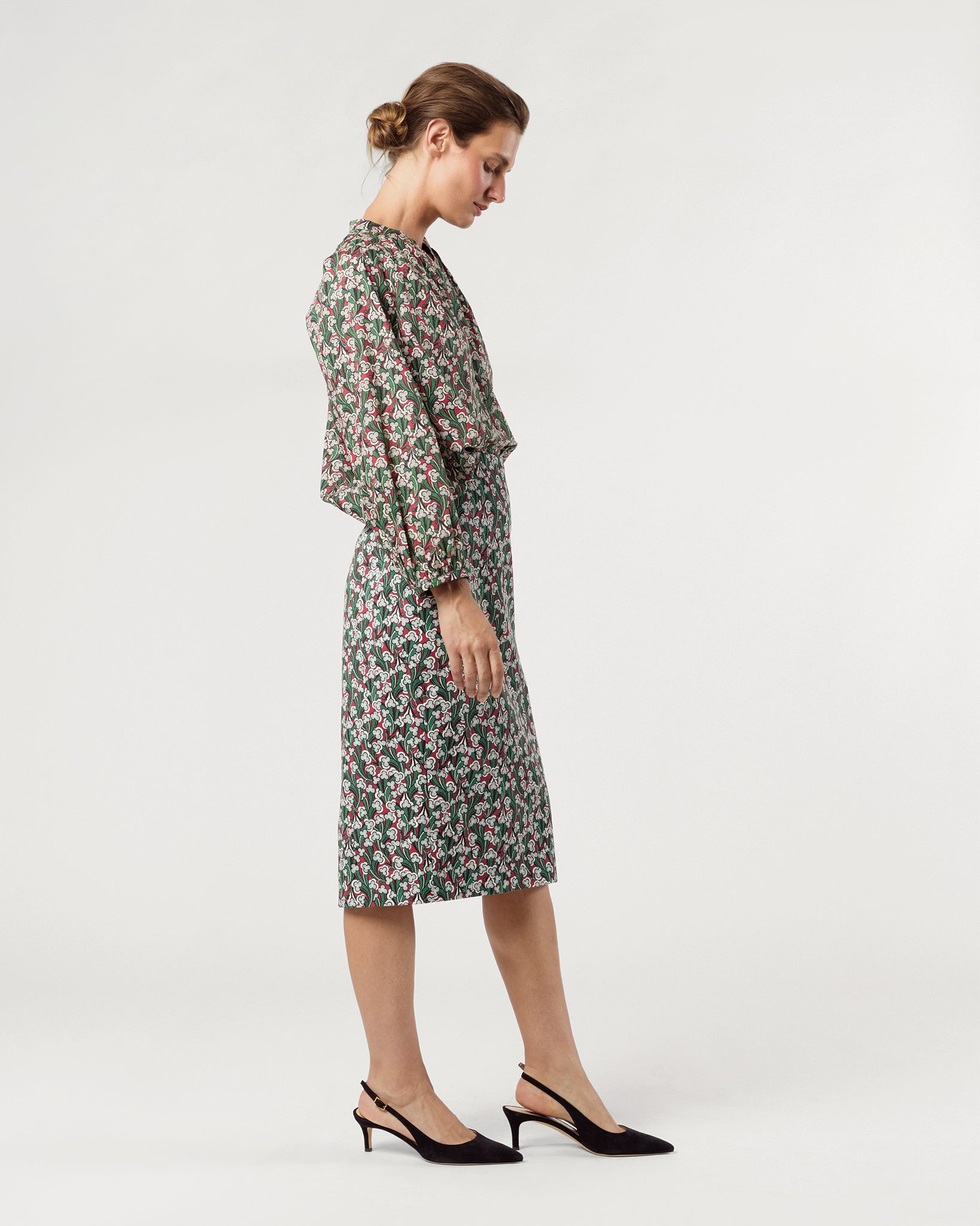 Aurora Skirt in Crimson/Multi Laith Liberty Fabric Twill