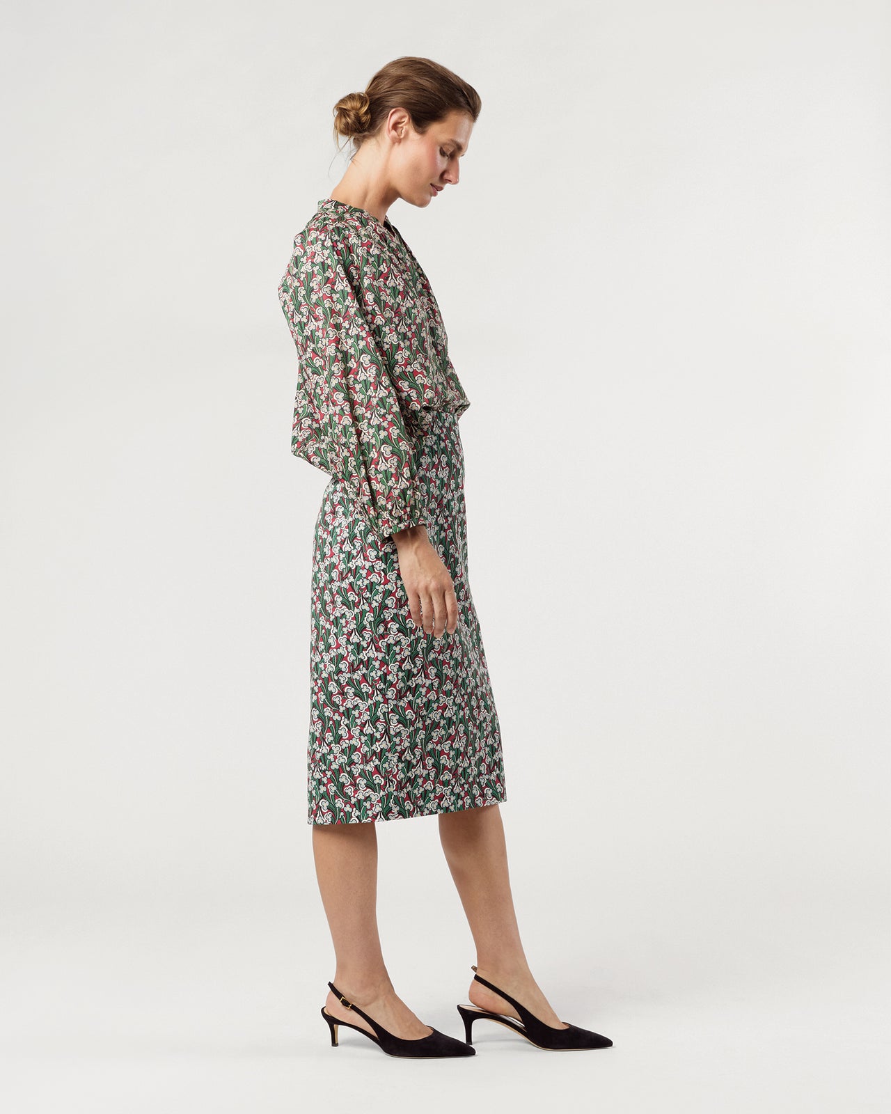 Aurora Skirt in Crimson/Multi Laith Liberty Fabric Twill