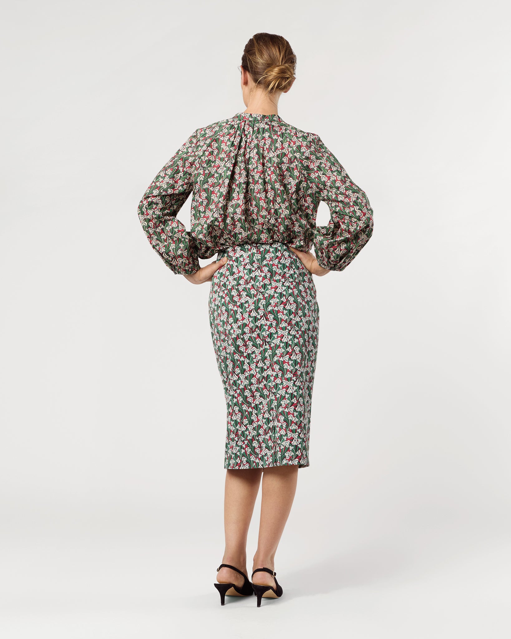 Aurora Skirt in Crimson/Multi Laith Liberty Fabric Twill