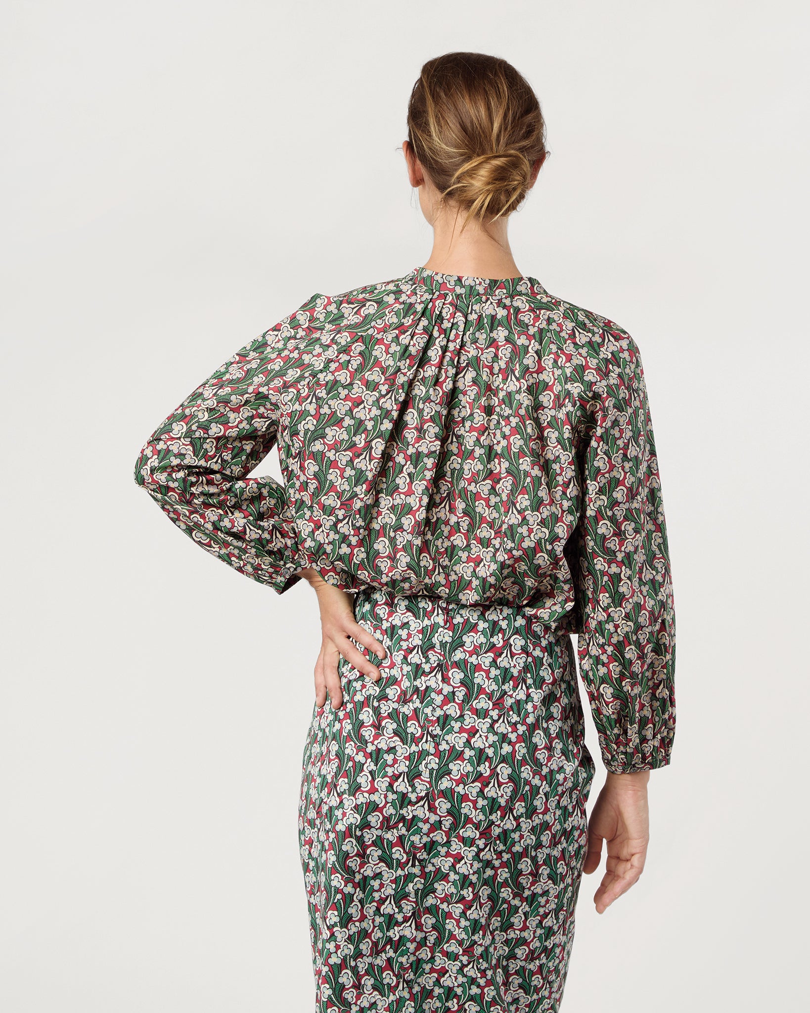 Sienna Top in Crimson/Multi Laith Liberty Fabric